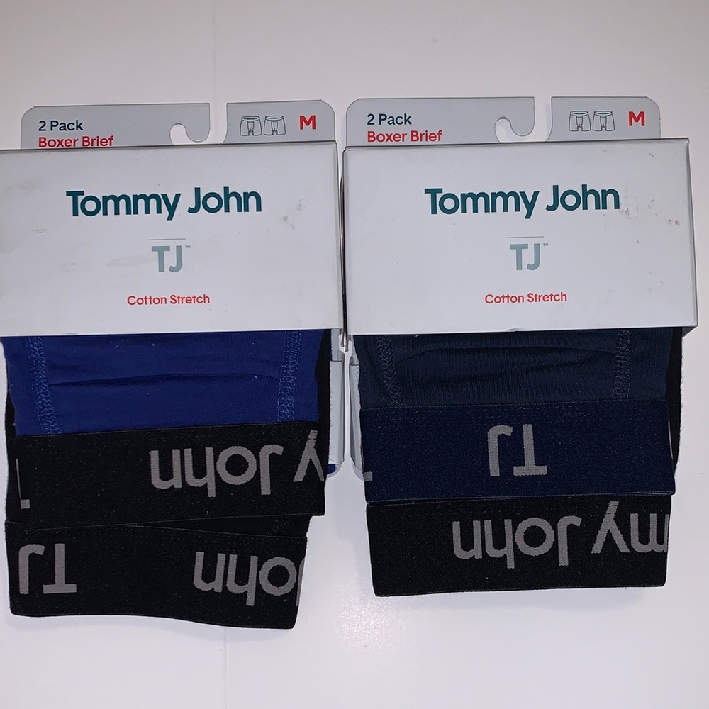 2 - Two Packs Tommy John Cotton Stretch Boxer Briefs - Blue and Black 2-Pack